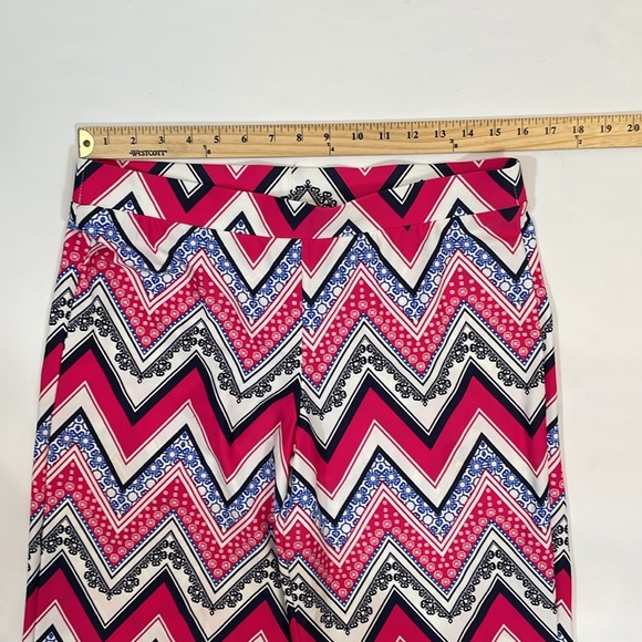 Jude Connally Pants Size M Pink And Navy Print Wide Leg Pull On EUC - Picture 5 of 7